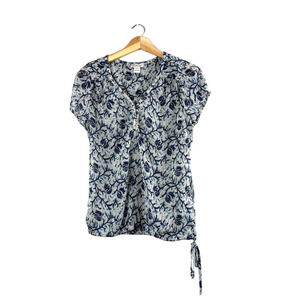Women's Sheer Floral Lucky Brand Tie Side Blouse M